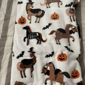 Halloween Collection Oversized Fleece Throw Blanket Horse Skeleton Witch 60x70